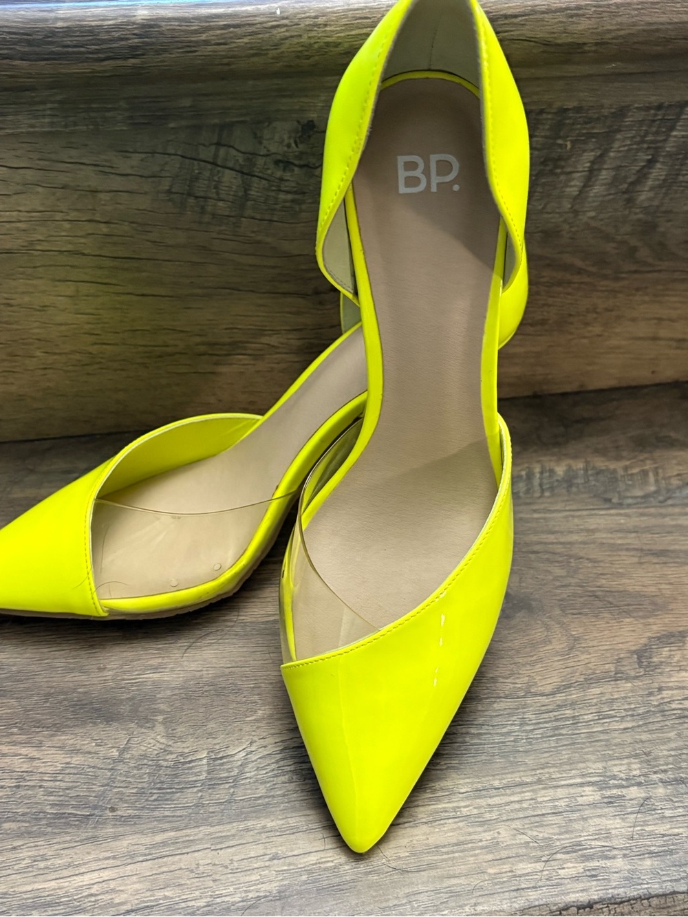bp Neon Yellow Pointed D'Orsay Heels